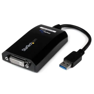 StarTech USB 3.0 to DVI / VGA Adapter - 2048x1152 - External Video & Graphics Card - Dual Monitor Display Adapter Cable - Supports Mac & Windows (USB32DVIPRO) - USB / DVI adapter - USB Type A (M) to DVI-I (F) - USB 3.0 - 15.2 cm - 2048 x 1152 support - black - for P/N: DVIDDMM10, DVIDDMM6, DVIDSMM10, DVIMM6, DVISPL1DD, HDDVIMM3, HDMIDVIMM10, HDMIDVIMM6