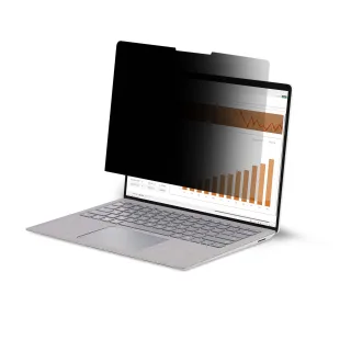 Startech 4-Way 12.4in Surface Laptop Go 1/2/3 Privacy Screen Filter, Portrait/Landscape, Touch-Enabled, +/- 30 Deg. View, Blue Light Reduction, Matte Finish - Notebook privacy filter (horizontal) - adhesive - 12.4" - black
