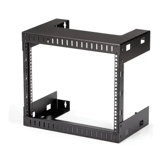 Startech 8U 19" Wall Mount Network Rack - 12" Deep 2 Post Open Frame Server Room Rack for Data/AV/IT/Computer Equipment/Patch Panel with Cage Nuts & Screws 135lb Capacity, Black (RK812WALLO) - Rack - black - 8U - 19" - for P/N: CABCAGENUTS6, CABSCREWM52, CABSCREWSM6, CABSCRWM520, CABSCRWM620, CABSCRWS1224