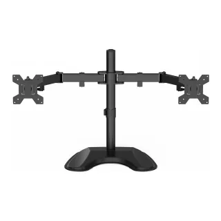 GameMax Dual Monitor Arm Stand LCD Desk Mount Freestanding For Two 13 Inch To 27 Inch Monitors, VESA Dimensions Of 75x75 mm or 100x100 mm, 180 Degrees Swivel, Black