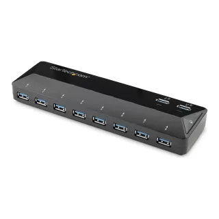 Startech 10 Port USB 3.0 Hub with Charge & Sync Ports - 8 x USB-A, 2 x USB-A Fast Charge Ports - Multi Port Powered USB Hub (ST103008U2C) - USB peripheral sharing switch - 10 x SuperSpeed USB 3.0 - desktop - for P/N: DKWG30DPHPD, DKWG30DPHPDU, TB33A1C, USB312SAT3CB, USB315CB2M, USBLTM1MBK, USBLTM1MWH
