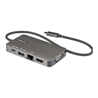Startech USB-C Multiport Adapter, USB-C to 4K 30Hz HDMI or 1080p VGA, USB Type-C Mini Dock with 100W Power Delivery Passthrough, 3-Port USB 3.0 Hub 5Gbps, GbE, 12" Long Attached Cable - Works w/ Thunderbolt 3 (DKT30CHVPD2)