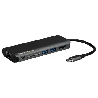 Startech USB C Multiport Adapter - Portable USB-C Dock to 4K HDMI, 2-pt USB 3.0 Hub, SD/SDHC, GbE, 60W PD Pass-Through - USB Type-C/Thunderbolt 3 - NEW VERSION AVAILABLE DKT30CSDHPD3 (DKT30CSDHPD) - Docking station - USB-C / Thunderbolt 3 - 1GbE - for P/N: ARMPIVOTE2, ARMPIVOTV2, ARMUNONB1, FPPNEUSTND, LTRISERP, MONSTADJD, MONSTADJDL