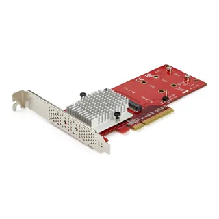 Startech Dual M.2 PCIe SSD Adapter Card, x8 / x16 Dual NVMe or AHCI M.2 SSD to PCI Express 3.0, M.2 NGFF PCIe (M-Key) Compatible, Vented, Supports 2242, 2260, 2280, JBOD, Mac & PC - Full/Low-Profile Brackets (PEX8M2E2)