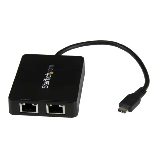 Startech USB-C to Dual Gigabit Ethernet Adapter with USB 3.0 (Type-A) Port - USB Type-C Gigabit Network Adapter (US1GC301AU2R) - Network adapter - USB-C - Gigabit Ethernet x 2 + USB 3.0 - for P/N: TB33A1C