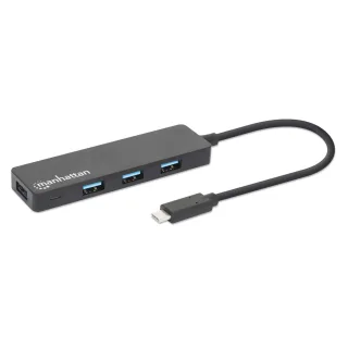 Manhattan 164924 USB-C Dock/Hub 4-PORT- 4X USB-A USB 3.0 Bus Power Black