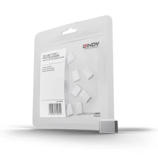 Lindy 40439 USB Type C Port Blockers (Without Key)-pack of 10 White
