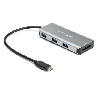 Startech 3 Port 10Gbps USB C Hub with SD Card Reader, 3x USB-A & 1x SD Slot, Portable USB 3.1/3.2 Gen 2 Type C Adapter Hub, Laptop Hub, USB Bus Powered, Thunderbolt 3 Compatible - Windows/macOS/Linux (HB31C3ASDMB)