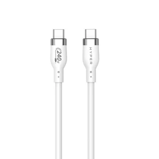 HyperJuice - USB cable - USB-C (M) to USB-C (M) - USB 2.0 - 2 m - extended power range (EPR), USB Power Delivery (240W) - white