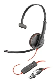 HP Poly Blackwire 3210 - Blackwire 3200 Series - headset - on-ear - wired - USB-C - black - UC certified, Certified for Skype for Business, Cisco Jabber Certified, Avaya Certified
