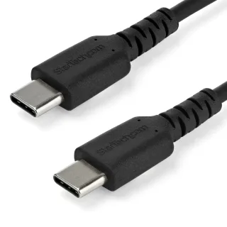 StarTech 1m USB C Charging Cable, Durable Fast Charge & Sync USB 2.0 Type C to USB C Laptop Charger Cord, TPE Jacket Aramid Fiber M/M 60W Black, Samsung S10, S20 iPad Pro MS Surface - Heavy Duty and Rugged - USB cable - USB-C (M) straight to USB-C (M) straight - Thunderbolt 3 / USB 2.0 - 1 m - black