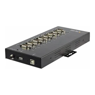 Startech 8 Port Serial Hub USB to RS232/RS485/RS422 Adapter, Industrial USB 2.0 to DB9 Serial Converter Hub, IP30 Rated, Din Rail Mountable Metal Serial Hub, 15kV ESD Protection - 6ft Locking Cable Incl - Serial adapter - USB 2.0 - RS-232/422/485 x 8 - black - TAA Compliant
