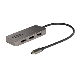 Startech USB-C to Triple DisplayPort 1.4 MST Hub, 4K 60Hz, 1ft (30cm) Cable, USB Type-C Multi Monitor Adapter for Laptop, DP 1.4 Multi-Stream Transport Hub, DisplayPort Splitter - MST Triple Monitor Adapter (MST14CD123DP) - Docking station - USB-C / Displayport - 3 x DP