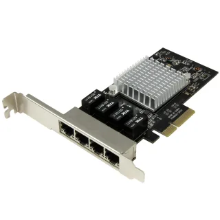 Startech 4 Port PCIe Network Card - RJ45 Port - Intel i350 Chipset - Ethernet Server / Desktop Network Card - Dual Gigabit NIC Card (ST4000SPEXI) - Network adapter - PCIe x4 low profile - 1GbE - 1000Base-T - black - for P/N: BNDTB10GI, BNDTB210GSFP, BNDTB310GNDP, BNDTB410GSFP, BNDTB4M2E1, BNDTBUSB3142