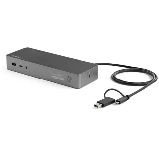 Startech USB-C & USB-A Dock, Hybrid Universal Laptop Docking Station with 100W Power Delivery, Dual Monitor 4K 60Hz HDMI & DisplayPort, 4x USB 3.1 Gen 1 Hub, Gigabit Ethernet (GbE) - Hybrid USB Type-C Dock (DK30C2DPEPUE) - Docking station - USB-C - 2 x HDMI, 2 x DP - 1GbE - 170 watt - United Kingdom, Europe