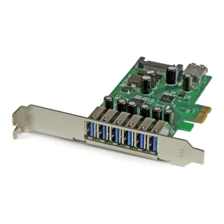 Startech 7 Port PCI Express USB 3.0 Card - Standard & Low-Profile - SATA Power - UASP Support - 1 Internal & 6 External USB 3.0 Ports (PEXUSB3S7) - USB adapter - PCIe 2.0 - USB, USB 2.0, USB 3.0 - for P/N: ST1030USBM, ST7300USBME