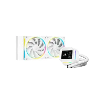 DeepCool LM240 White Liquid CPU Cooler with 2.4" IPS Display, 240mm AIO, Dual 120mm ARGB Fans, Anti-Leak Technology, PWM Pump, Intel LGA 1851/1700 & AMD AM5 Compatible, White
