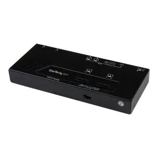 Startech 2x2 HDMI Matrix Switch with Remote - 1080p Automatic & Priority Switcher - Video Wall Auto Selector Splitter Box - Audio Out (VS222HDQ)