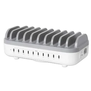 Manhattan 102766 Charging Station 10 Port USB-C Output 10X 20W UK/EU/US Plugs