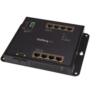 Startech Industrial 8 Port Gigabit PoE+ Switch with 2 SFP MSA Slots, 30W, Layer/L2 Switch Hardened GbE Managed, Rugged High Power Gigabit Ethernet Network Switch IP-30/-40 C to 75 C - Managed Network Switch (IES101GP2SFW) - Switch - Managed - 8 x 10/100/1000 (PoE+) + 2 x SFP - DIN rail mountable, wall-mountable - PoE+ (200 W) - for P/N: GLCLHSMDSTTA, GLCSXMMDST, GLCSXMMDSTT, GLCTEST, MASFP1GBTXST, SFP1GELXST