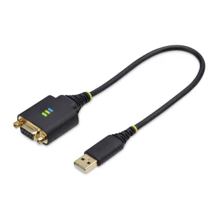 StarTech 1ft/30cm USB to Null Modem Serial Adapter Cable, FTDI, RS232 - USB / serial cable - USB (M) to DB-9 (F) screwable - 30 cm - molded, rugged - black