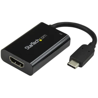Startech USB C to HDMI 2.0 Adapter with Power Delivery, 4K 60Hz USB Type-C to HDMI Display/Monitor Video Converter, 60W PD Pass-Through Charging Port, Thunderbolt 3 Compatible, Black - USB-C Display Adapter (CDP2HDUCP)