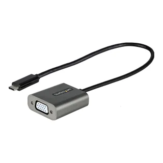 Startech USB C to VGA Adapter, 1080p USB Type-C to VGA Adapter Dongle, USB-C (DP Alt Mode) to VGA Monitor/Display Video Converter, Thunderbolt 3 Compatible, 12" Long Attached Cable - USB C to VGA Converter (CDP2VGAEC) - Adapter - USB-C male to HD-15 (VGA) female - 30 cm - black - 1200p support - for P/N: MXT101MMHQ45, MXT101MMHQ60, MXT101MMHQ65, MXT101MMHQ70, MXT101MMHQFF, TB4CDOCK