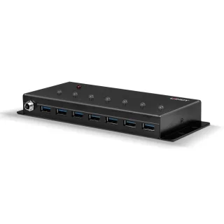 Lindy 43128 USB 3.0 Industrial Hub 7PORT Shielded Case/Mounting Lugs