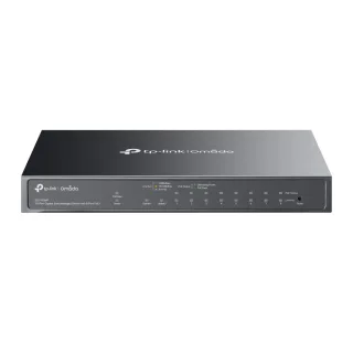 TP-Link Omada ES210GMP V1 - Switch - Managed - 8 x 10/100/1000 (PoE+) + 1 x 10/100/1000 + 1 x combo Gigabit SFP/RJ-45 (uplink) - desktop, wall-mountable - PoE+ (123 W)