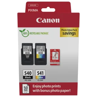 Canon PG-540/CL-541 Photo Paper Value Pack - 2-pack - black, colour (cyan, magenta, yellow) - original - hanging box - ink cartridge / paper kit
