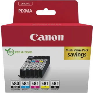 Canon PGI-580/CLI-581 PGBK/C/M/Y/BK Multi Pack - 5-pack - pigmented black, black, yellow, cyan, magenta - original - box - ink tank