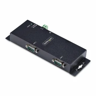 Startech 2P Serial to Ethernet Adapter, IP LAN to RS232 DB9 Converter - Device server - 2 ports - 100Mb LAN, RS-232 - wall / DIN rail mountable - TAA Compliant