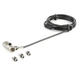 Startech 6.5' (2m) 3-in-1 Universal Laptop Cable Lock, 4-Digit Combination Laptop/Desktop Security Cable Lock Compatible w/ K-Slot, Nano & Wedge Slot Computer, Anti-Theft Steel Cable - Universal Laptop Lock - Security cable lock - 2 m - TAA Compliant