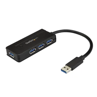 Startech 4 Port USB 3.0 Hub SuperSpeed 5Gbps with Fast Charge Portable USB 3.1/USB 3.2 Gen 1 Type-A Laptop/Desktop Hub, USB Bus Power or Self Powered for High Performance, Mini/Compact - 15W of Shared Power (ST4300MINI) - Hub - 4 x SuperSpeed USB 3.0 - desktop - for P/N: USB312SAT3CB, USB315CB2M, USBLT1MWS, USBLT2MBR, USBLT30CMW, USBLTM1MBK, USBLTM1MWH
