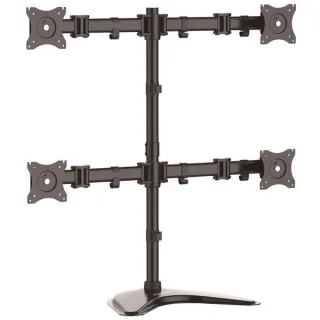 Startech Quad Monitor Stand - Articulating - Supports Monitors 13" to 27" - Adjustable VESA Four Monitor Stand for 4 Screen Setup - Steel - Black (ARMBARQUAD)