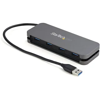 Startech 4 Port USB 3.0 Hub, 4x USB-A, 5Gbps Laptop/Desktop USB Type-A Hub, USB Bus Powered, 11" Long Cable with Cable Management (HB30AM4AB) - Hub - 4 x USB 3.2 Gen 1 - desktop