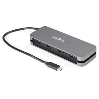 Startech 4 Port USB C Hub - 4x USB-A - 5Gbps USB 3.0 Type-C Hub (USB 3.2/3.1 Gen 1) - Bus Powered - 11" Long Cable w/ Cable Management (HB30CM4AB) - Hub - 4 x USB 3.2 Gen 1 - desktop