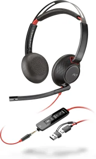 HP Poly Blackwire 5220 - Headset - on-ear - wired - USB-C, 3.5 mm jack, USB-A - black - Certified for Skype for Business, Cisco Jabber Certified, Avaya Certified, Certified for Microsoft Teams, Zoom Certified, UC certified, Works With Chromebook Certified