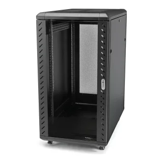 Startech 18U 19" Server Rack Cabinet, 4 Post Adjustable Depth (6-32")Locking Knock Down Network/Computer Equipment Enclosure, Mobile with Glass Door & Casters, HP ProLiant ThinkServer - Data Rack Enclosure (RK1836BKF) - Rack cabinet - 4-post - floor-standing - black - 18U - 19