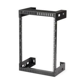Startech 15U 19" Wall Mount Network Rack - 12" Deep 2 Post Open Frame Server Room Rack for Data/AV/IT/Computer Equipment/Patch Panel with Cage Nuts & Screws 200lb Capacity, Black (RK15WALLO) - Rack - wall mountable - black - 15U - 12