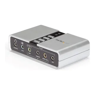 StarTech 7.1 USB Sound Card - External Sound Card for Laptop with SPDIF Digital Audio - Sound Card for PC - Silver (ICUSBAUDIO7D) - Sound card - 48 kHz - 7.1 - USB 2.0 - for P/N: MU15MMS, MU6MMS