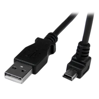 StarTech Down Angle Mini USB Cable - 2m - Black - USB A to Mini USB B - USB to Mini USB Cable - Mini USB Charger - USB A to Mini B (USBAMB2MD) - USB cable - USB (M) to mini-USB Type B (M) - USB 2.0 - 2 m - molded, 90° connector - black