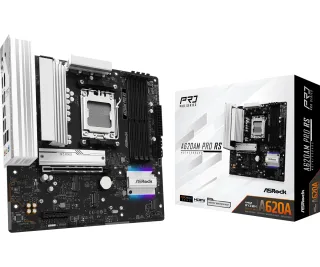 ASRock A620AM PRO RS AMD AM5 Socket Motherboard, Micro-ATX, 4x DDR5 Slots, 3x M.2 Sockets, 2.5GbE LAN, 1x HDMI Port / 1x DisplayPort