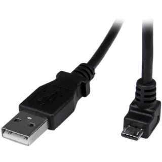 StarTech 2m Micro USB Cable Cord - A to Down Angle Micro B - Down Angled Micro USB Cable - 1x USB A (M), 1x USB Micro B (M) - Black (USBAUB2MD) - USB cable - Micro-USB Type B (M) to USB (M) - USB 2.0 - 2 m - molded, 90° connector - black