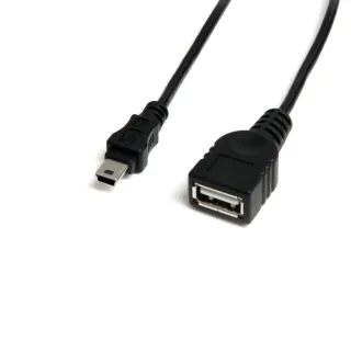 StarTech 1 ft Mini USB 2.0 Cable - USB A to Mini B F/M - USB cable - USB (F) to mini-USB Type B (M) - USB 2.0 - 1 ft - black - USBMUSBFM1 - USB cable - USB (F) to mini-USB Type B (M) - USB 2.0 - 30 cm - black