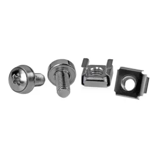 Startech M6 Screws and Cage Nuts - 50 Pack - M6 Mounting Screws and Cage Nuts for Server Rack and Cabinet - Silver (CABSCREWM62B) - Rack screws and nuts - for P/N: RACK-21U-20-WALL-OA, RACK-24U-20-WALL-OA, RK12OD2, SHELF-2U-20-CENTER-V