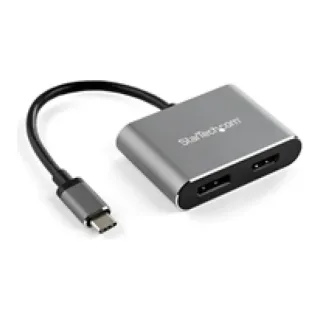 Startech USB C Multiport Video Adapter, 4K 60Hz USB-C to HDMI 2.0 or DisplayPort 1.2 Monitor Adapter, USB Type-C 2-in-1 Display Converter HDMI/DP HBR2 HDR, Thunderbolt 3 Compatible - USB-C 2 in 1 Adapter (CDP2DPHD) - Adapter - USB-C male to HDMI, DisplayPort female - 20.5 cm - space grey - 4K support, active