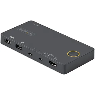Startech 2 Port Hybrid USB-A + HDMI & USB-C KVM Switch, Single 4K 60Hz HDMI 2.0 Monitor, Compact Desktop and/or Laptop HDMI KVM Switch, USB Bus Powered, Thunderbolt 3 Compatible - 2 Port HDMI KVM Switch (SV221HUC4K) - KVM / audio switch - 2 x KVM / audio - desktop