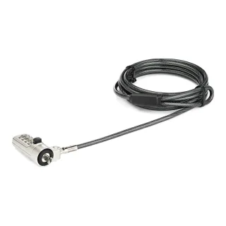 Startech 6.5 (2m) Laptop Cable Lock, 4 Digit Combination Laptop/Desktop Security Cable Lock for Wedge Slot Computers/Laptops, Anti-Theft Vinyl-Coated Steel Combo Cable Lock, Portable - Wedge Slot Laptop Lock (LTLOCKNBL) - Security cable lock - black, silver - 2 m - TAA Compliant