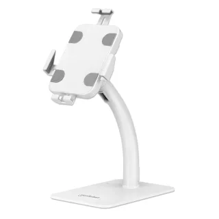 Manhattan 406352 Desktop Kiosk Stand Tablet/Ipad -Rotate Tilt Lockable White